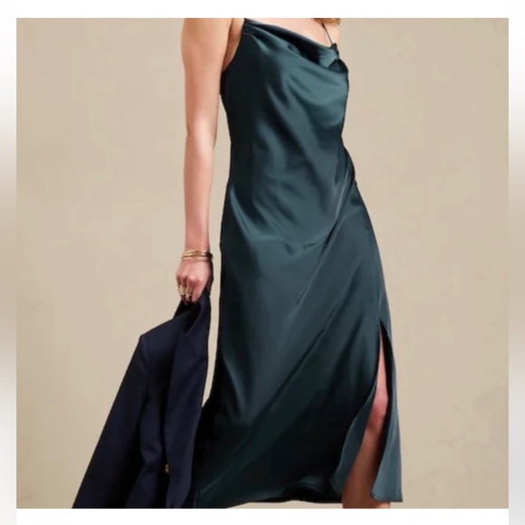 Banana Republic Factory 
Midi Slip Dress
M Petite | Luxury Teal - Picture 5 of 5